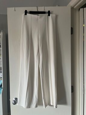 Divided Wide-Leg High-Rise Cream Trousers